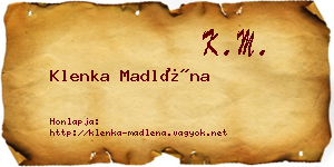 Klenka Madléna névjegykártya
